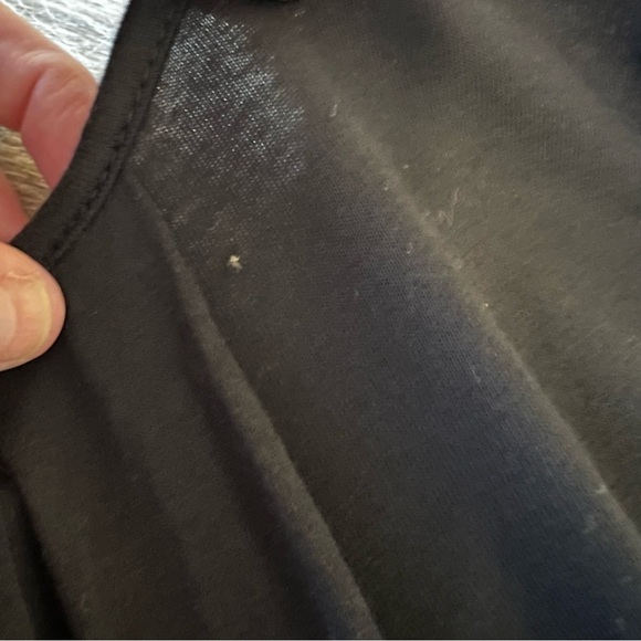 Vintage MAX STUDIO Black Long Sleeve Stretch Pleated Peplum Scoop Neck M Loose - Picture 15 of 15